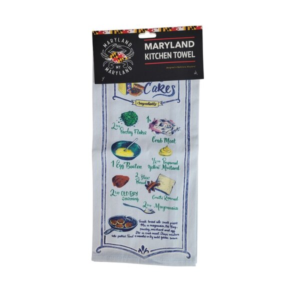 Kay Dee Christmas Kitchen Towels Lot of 2 Crab My Maryland Crab Cakes Recipe NWT - Picture 7 of 11